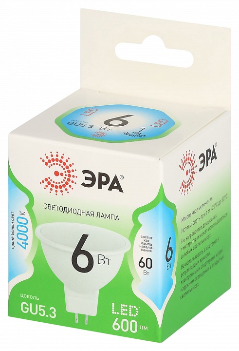 Лампа светодиодная Эра Green Line LED MR16-6W-840-GU5.3 GL