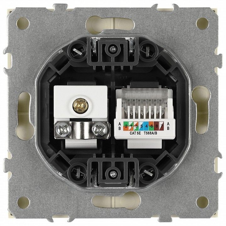 ТВ-розетка и розетка Ethernet RJ-45 без рамки Эра Galaxy Б0070778