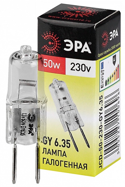 Лампа галогеновая Эра  GY6.35-JCD-50W-230V