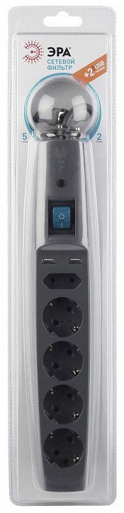 Удлинитель с выключателем Эра  SFU-5es-2m-B