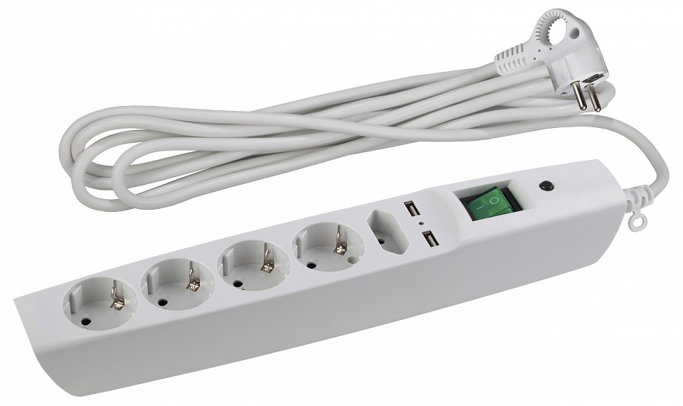 Удлинитель с выключателем Эра  SFU-5es-2m-W