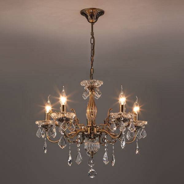 Подвесная люстра Eurosvet Elisha античная бронза/прозрачный хрусталь Strotskis 3281/5