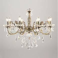 Подвесная люстра Eurosvet Elisha античная бронза хрусталь Strotskis 3281/8