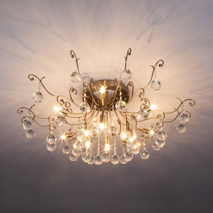 Люстра потолочная Eurosvet Vita античная бронза прозрачный хрусталь 10042/12