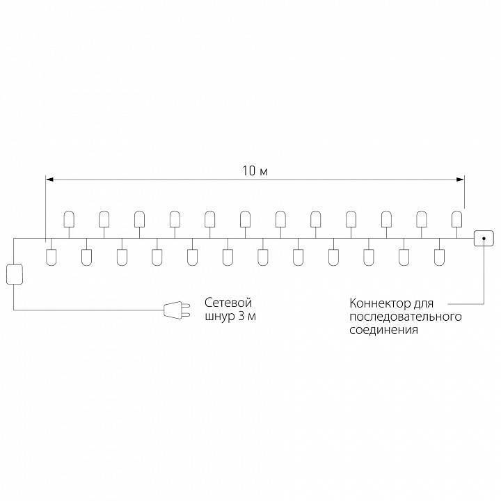 Гирлянда Нить Eurosvet 10м 100LED белая с эффектом мерцания IP65 400-101