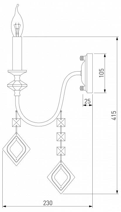 Бра Eurosvet Telao золото тонированный хрусталь Strotskis 10120/1