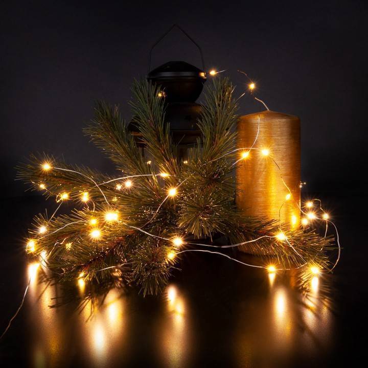 Гирлянда Нить Eurosvet Роса 400-006 теплый белый 3 м на батарейках 400-006