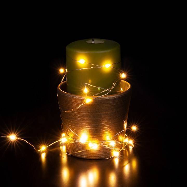 Гирлянда Нить Eurosvet Роса 400-006 теплый белый 3 м на батарейках 400-006