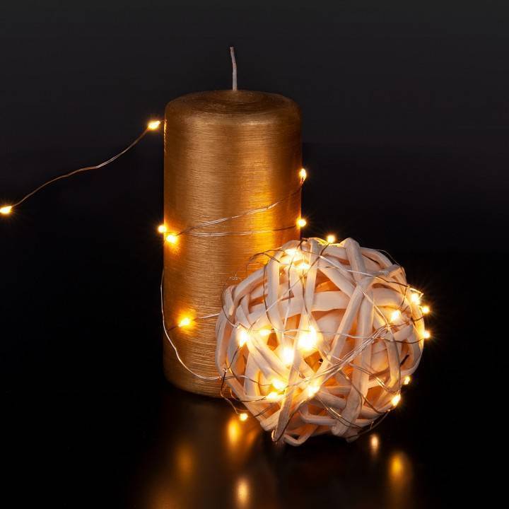 Гирлянда Нить Eurosvet Роса 400-006 теплый белый 3 м на батарейках 400-006