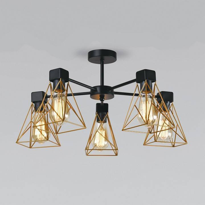 Люстра на штанге Eurosvet Trappola 70107/5 черный/латунь