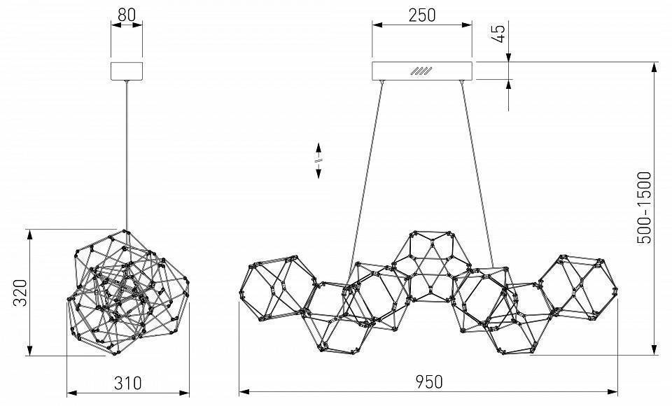 Подвесная люстра Eurosvet Uma 90368/7 жемчуг черный