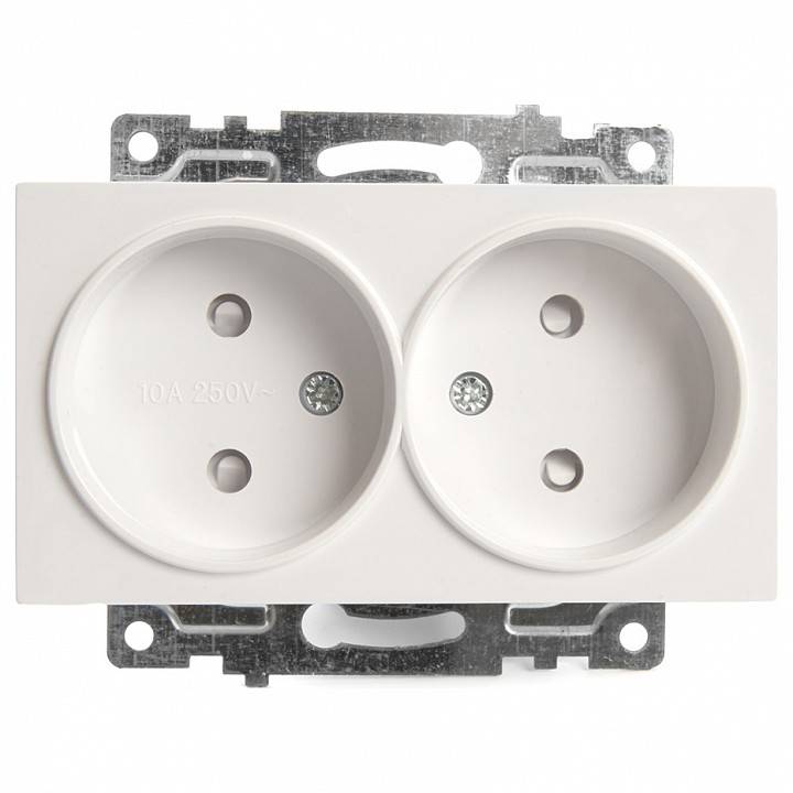 Розетка без заземления со шторками Stekker Катрин белая без рамки 39573