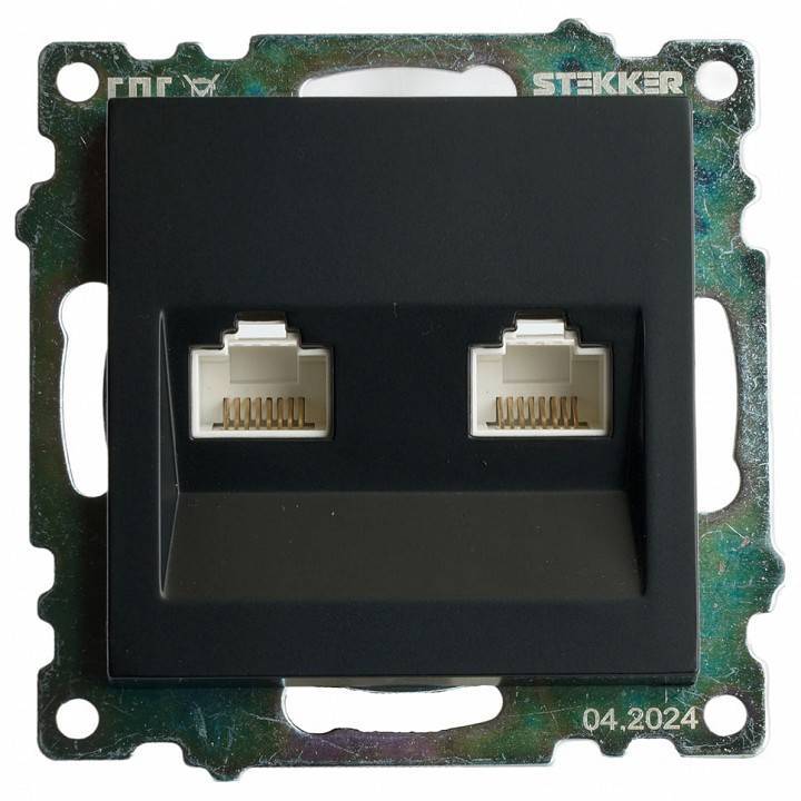 Розетка двойная Ethernet RJ-45 без рамки Stekker Катрин 50007