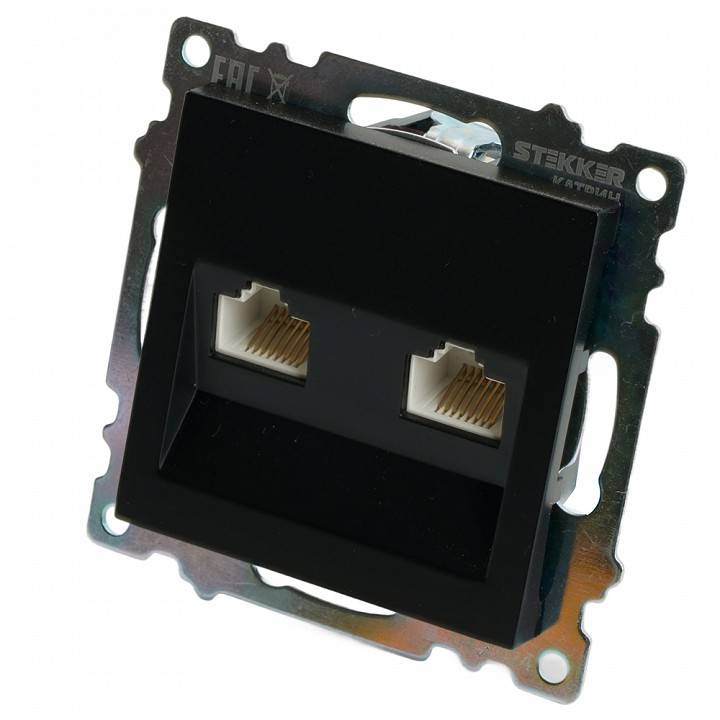 Розетка двойная Ethernet RJ-45 без рамки Stekker Катрин 50007