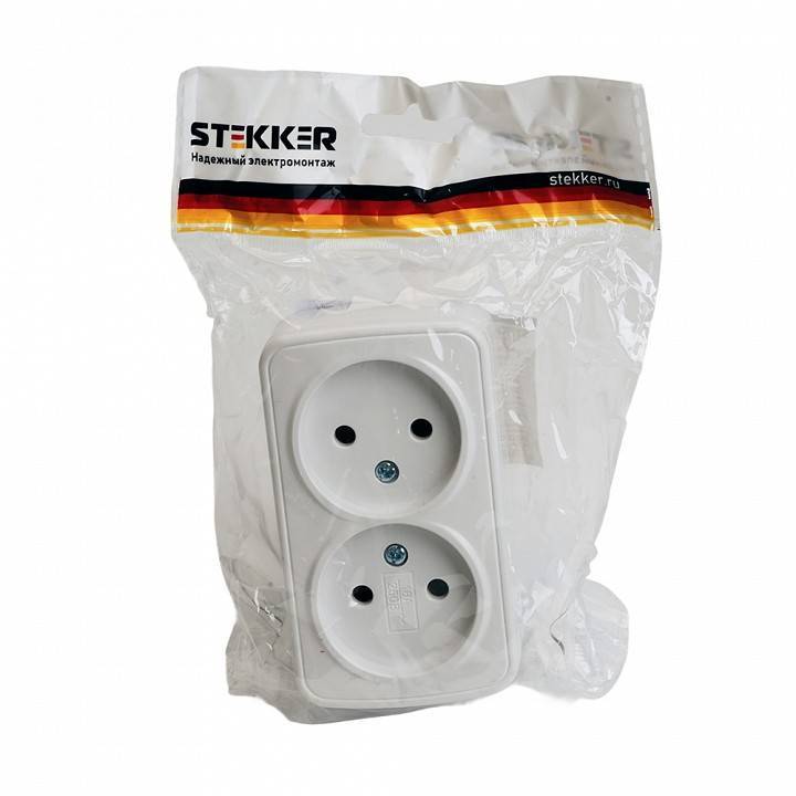 Розетка двойная без заземления Stekker Basic 50075