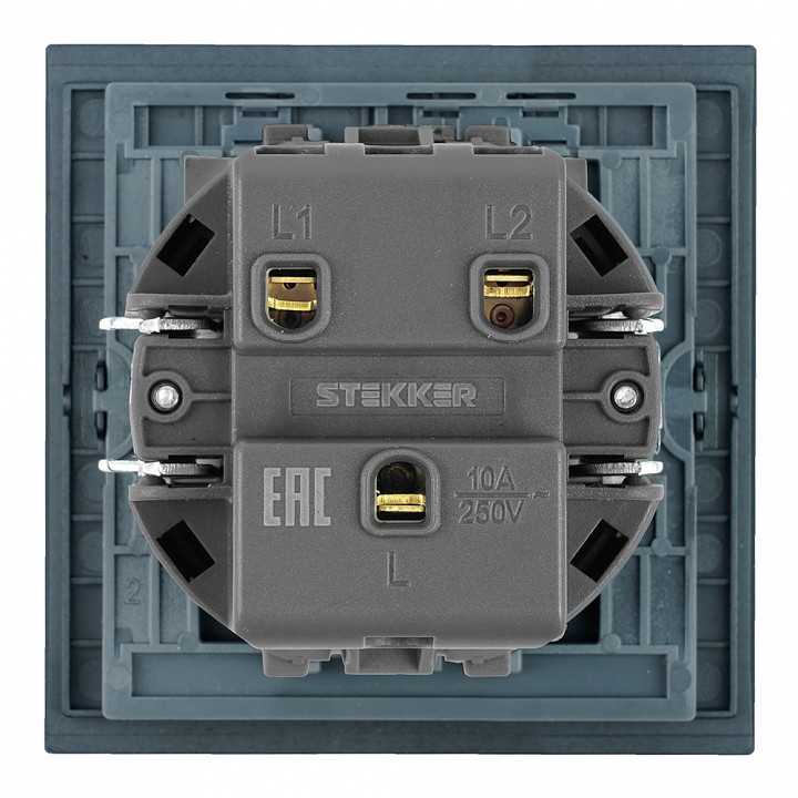 Выключатель двухклавишный без рамки Stekker Мия 50443