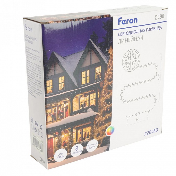 Гирлянда Супернить Feron CL98 10 м 100 LED мультиколор 51438