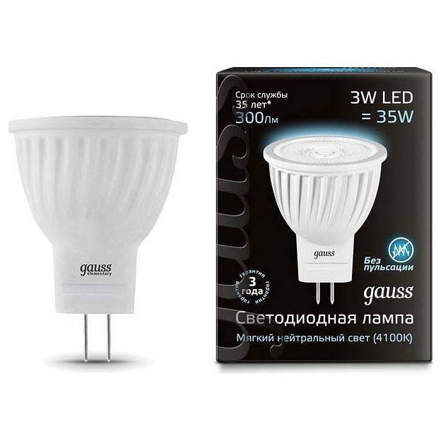 Лампа светодиодная Gauss Black GU4 3 Вт 4100 K 132517203