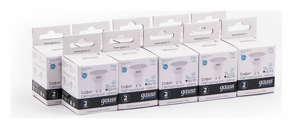 Лампа светодиодная Gauss Софит GU10 7 Вт 4100 K 13627