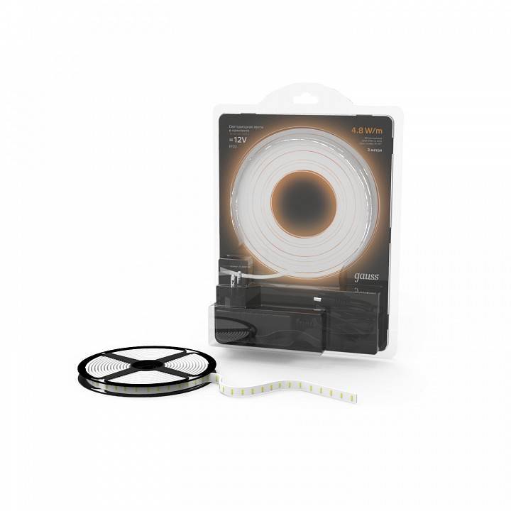 Комплект светодиодной ленты Gauss 2835/60-SMD 5 м 12В 3000К IP20 312000148
