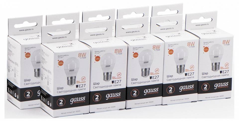 Лампа светодиодная Gauss  E27 8Вт 3000K 53218