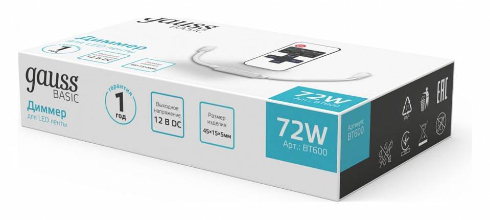 Диммер Gauss Basic для LED ленты 12В 72Вт BT600