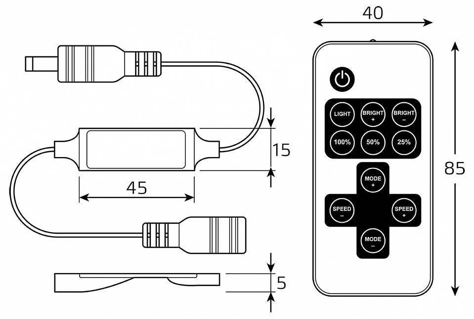 Диммер Gauss Basic для LED ленты 12В 72Вт BT600
