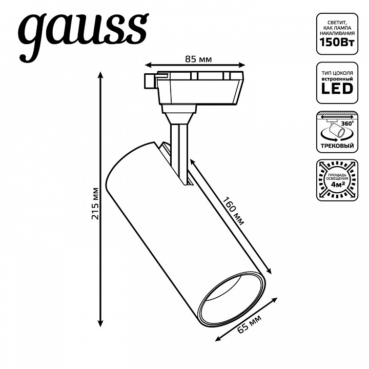 Светильник на штанге Gauss Track Light TR062