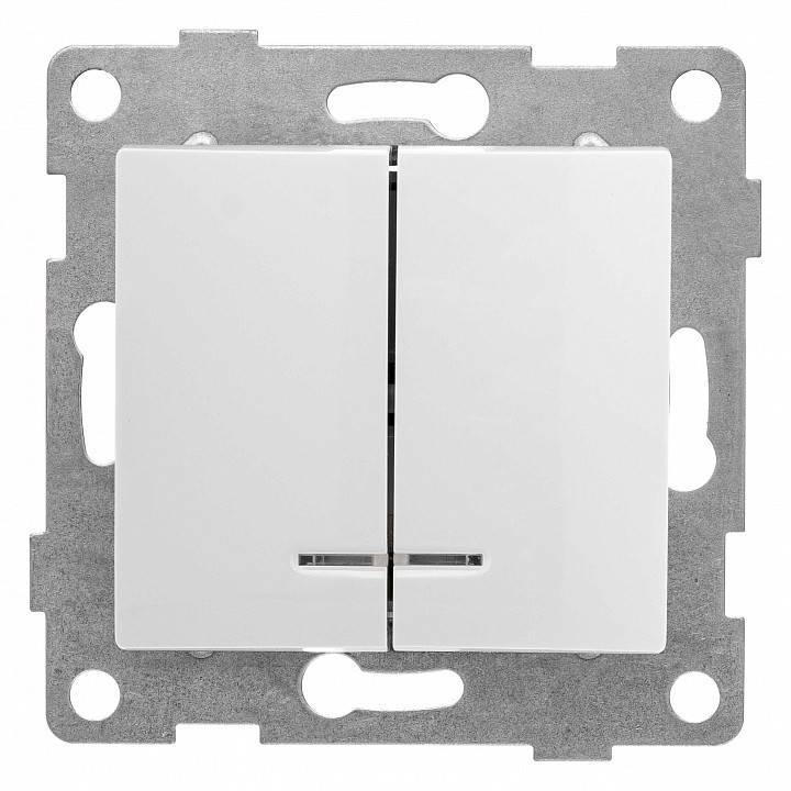 Выключатель двухклавишный с подсветкой без рамки Gusi Electric BRAVO С10В28-001