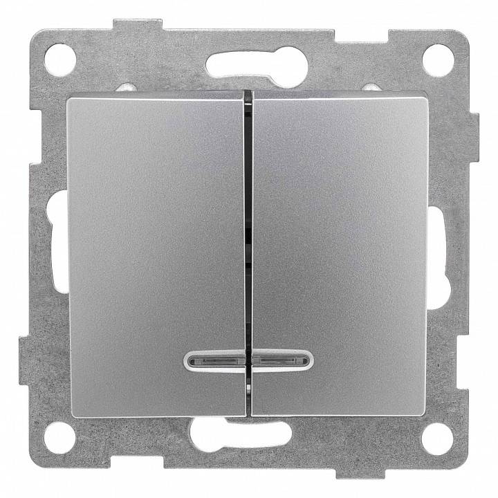 Выключатель двухклавишный с подсветкой без рамки Gusi Electric BRAVO С10В28-004