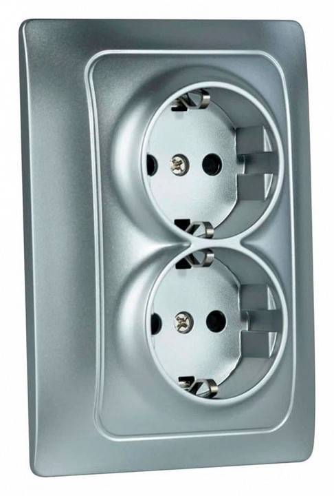 Розетка двойная с заземлением и со шторкой Gusi Electric BRAVO С10Р6-004