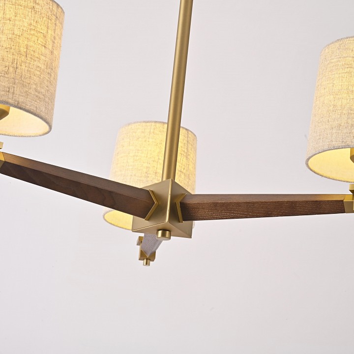 Люстра на штанге ImperiumLoft Jorgenson Beige/Dark wood STAVRA01