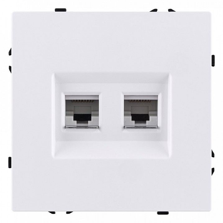 Розетка двойная Ethernet RJ-45 и со шторками, без рамки Kollinger Eclipse EC-018WH