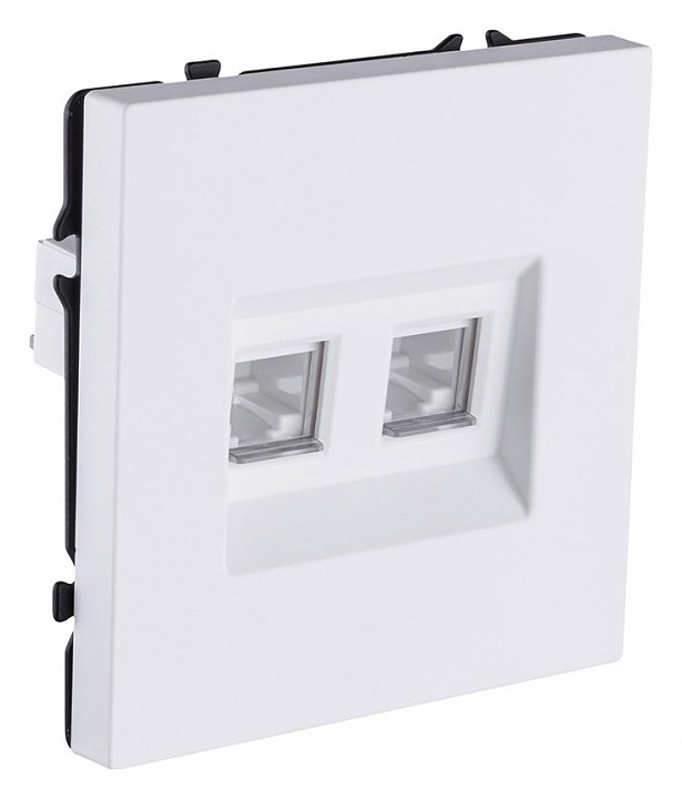 Розетка двойная Ethernet RJ-45 и со шторками, без рамки Kollinger Eclipse EC-018WH