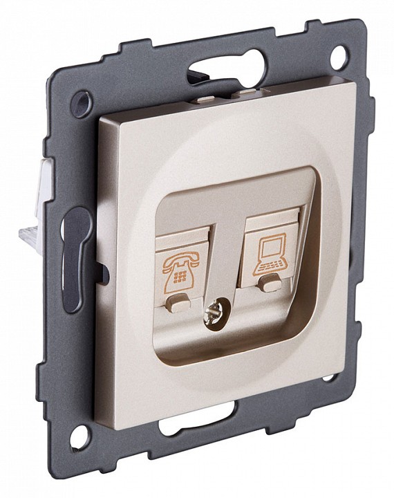 Розетка двойная RJ-11 и Ethernet RJ-45, без рамки Kollinger  REA-011GD
