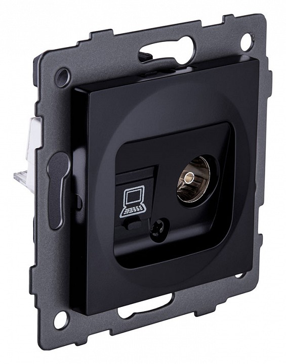 ТВ-розетка и розетка Ethernet RJ-45 без рамки Kollinger  REA-021BK