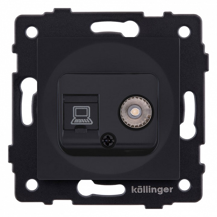 ТВ-розетка и розетка Ethernet RJ-45 без рамки Kollinger  REA-021BM
