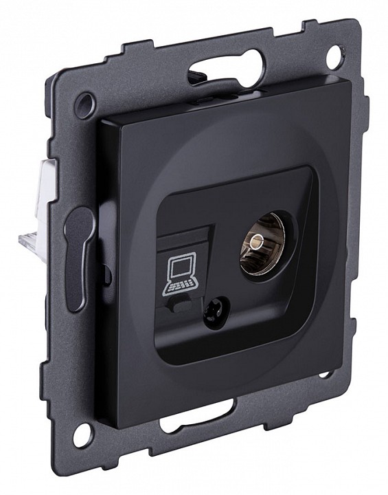 ТВ-розетка и розетка Ethernet RJ-45 без рамки Kollinger  REA-021BM