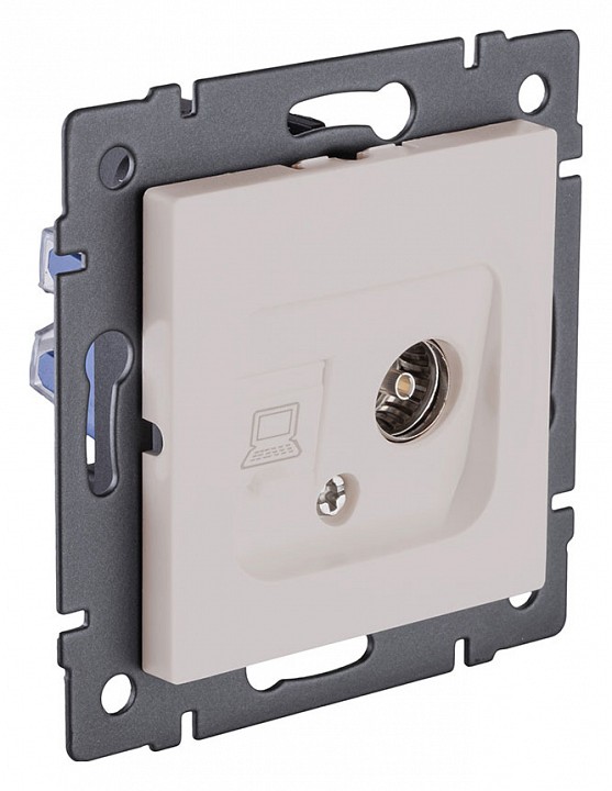 ТВ-розетка и розетка Ethernet RJ-45 без рамки Kollinger  REA-021CM