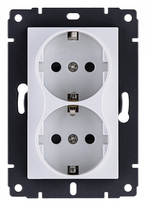 Розетка двойная с заземлением, без рамки Kollinger  REA-032WH