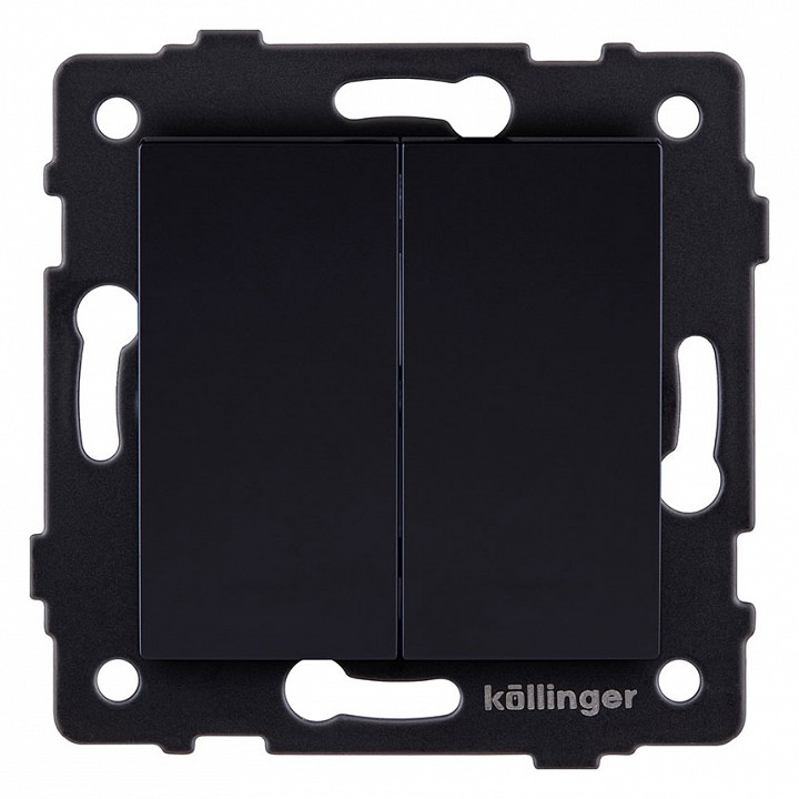 Выключатель двухклавишный без рамки Kollinger  REA-S-011BK