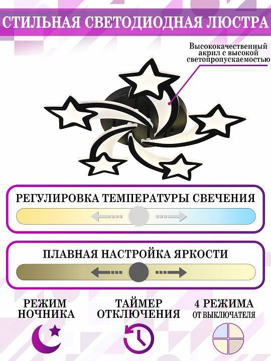 Потолочная люстра Natali Kovaltseva Innovation Style INNOVATION STYLE 83018 BLACK