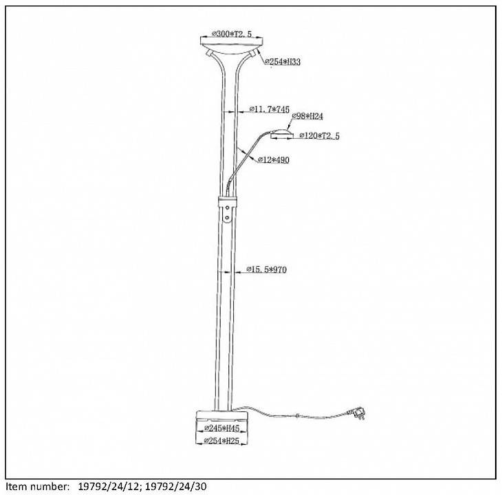 Торшер с подсветкой Lucide Champion-Led 19792/24/30