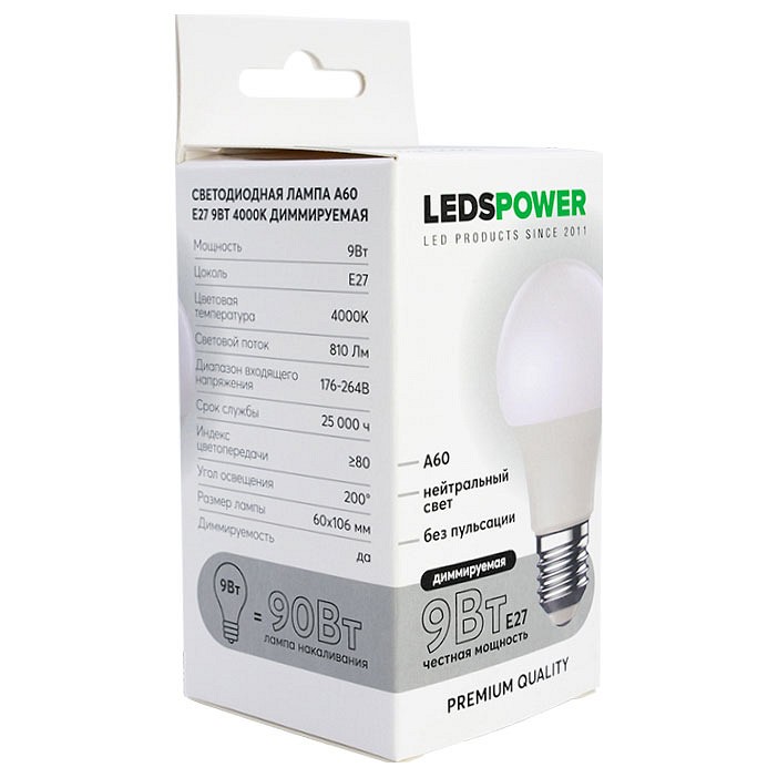 Лампа светодиодная LEDS POWER A60 006567