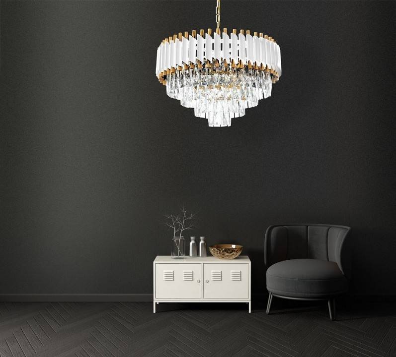 Подвесная люстра LUMINA DECO MAZINI LDP 6003-500 WT+F.GD