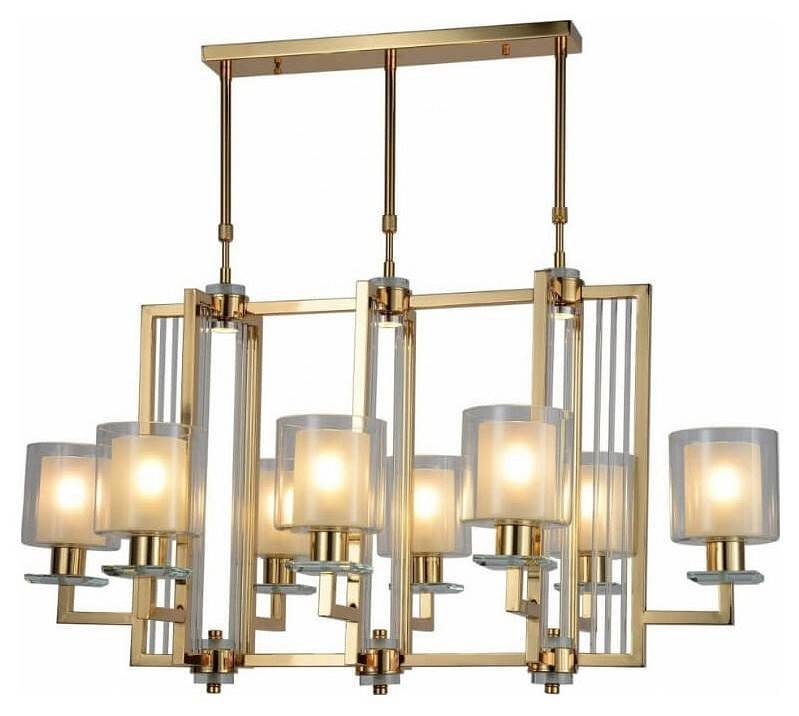 Люстра на штанге LUMINA DECO Manhattan 8 ламп золотая LDP 8012-8 PR F.GD