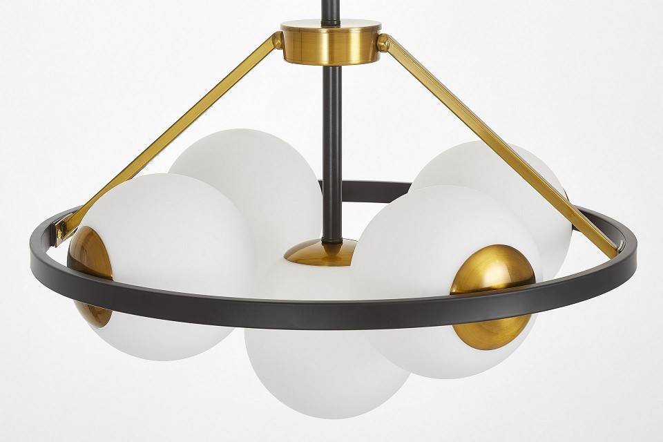 Люстра на штанге LUMINA DECO Donzano 5 ламп черная/белая LDP 8034-5 BK+WT