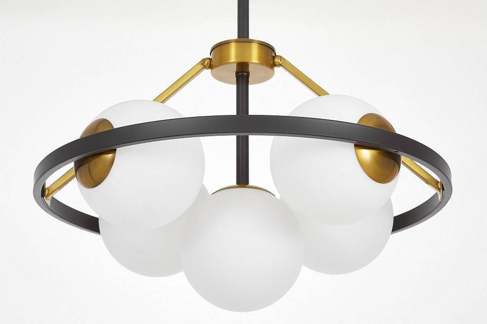 Люстра на штанге LUMINA DECO Donzano 5 ламп черная/белая LDP 8034-5 BK+WT