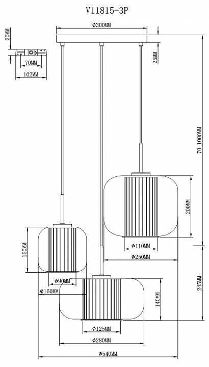 Подвесной светильник Moderli Ember V11815-3P
