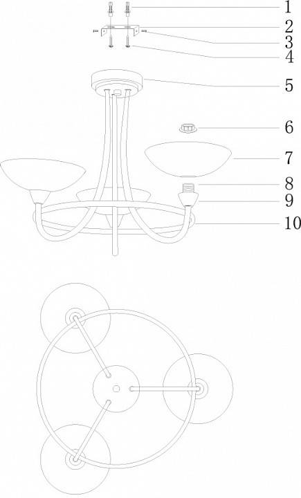 Люстра потолочная Moderli Lione 3 лампы V1200-3C